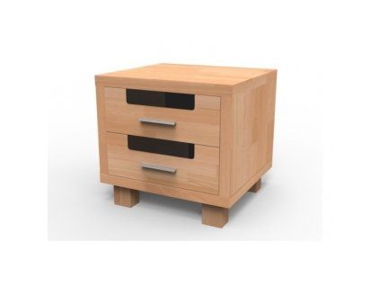 Luxusný masívny nočný stolík SALMA, vyrobený z kvalitného bukového a dubového dreva, ktorý vyniká svojou jedinečnou štruktúrou a elegantným dizajnom.