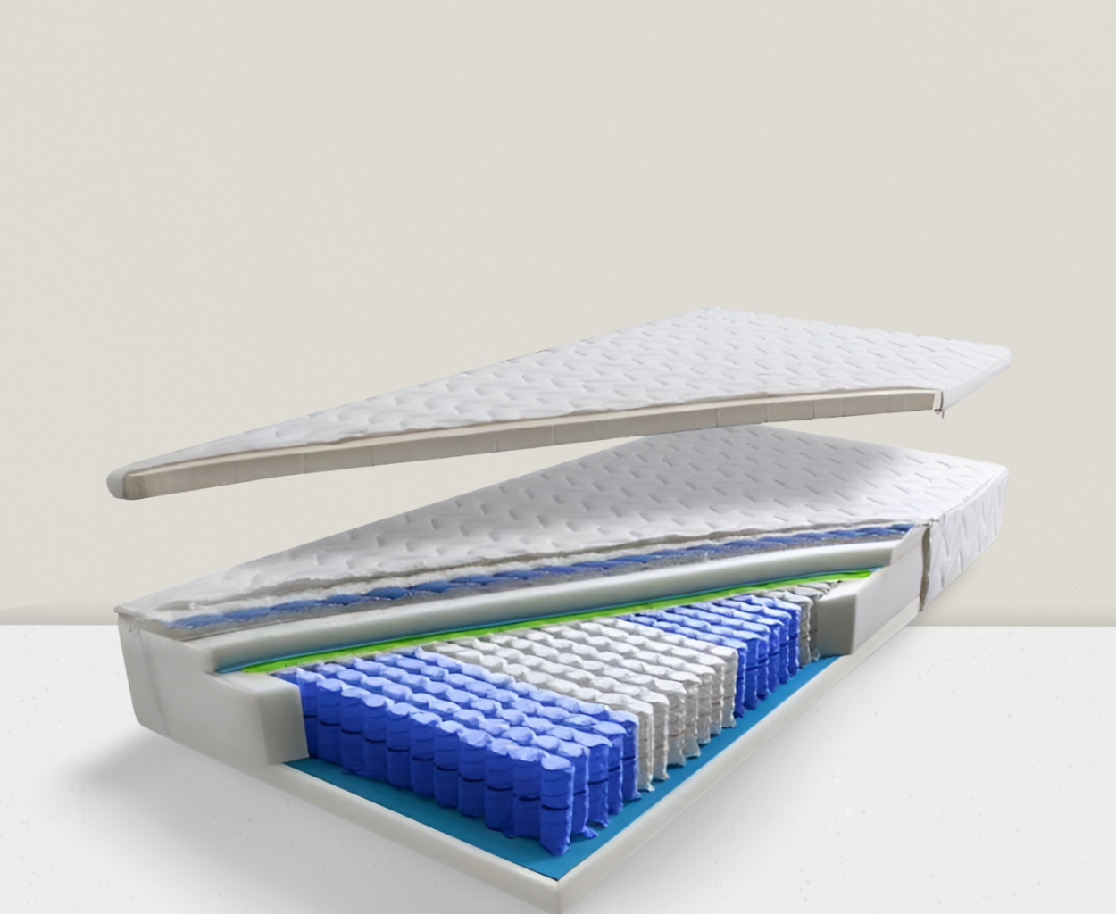Fotografia produktu: Pexpur Latexovo-taštičkový matrac RHODOS Rozmer: 200x100, Typ matraca: taštičkový 7-zónový, Poťahová látka: Medicott Silver (prémiový poťah)