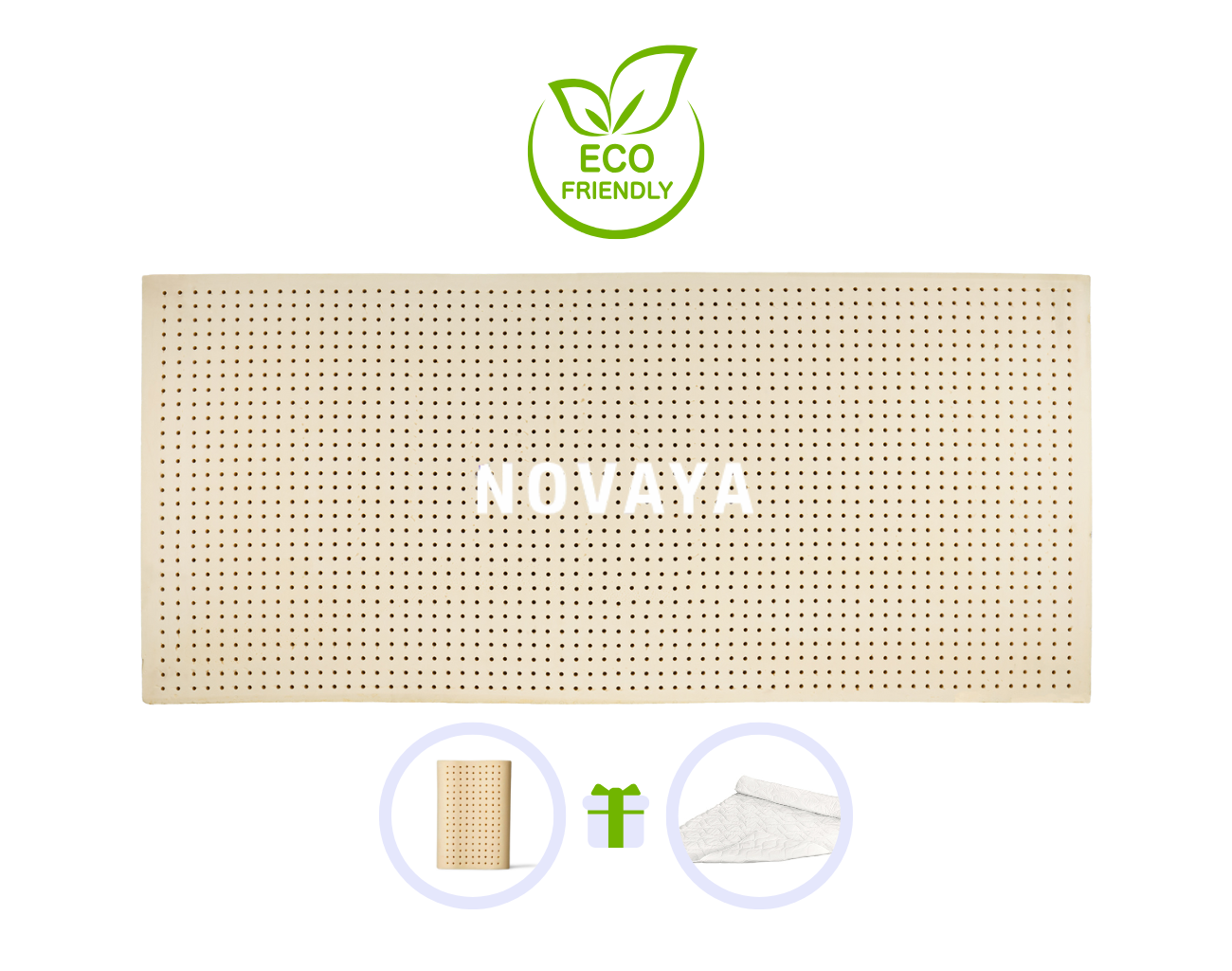 Fotografia produktu: Novaya Latexový topper EKO 100% prírodný (nezónový) Rozmer: 200x90, Poťahová látka: Medicott Silver (prémiový poťah), Tvrdosť matraca: Stredne Tvrdý (75 kg/m3)