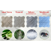 Detail poťahov matraca ROYAL – výber z Aloe Vera, Tencel, Silver Antipilling a Medicott Silver poťahov s antibakteriálnymi, antialergickými a protižmolkovacími vlastnosťami pre pohodlný a hygienický spánok.